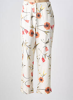 Pantalon droit tissage popeline taille normale beige NORMAL REGULAR femme
