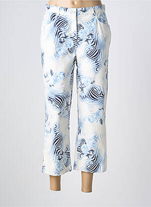 Pantalon 7/8 fermeture zippée sous rabat boutonné taille normale bleu CLAUDE DE SAIVRE femme