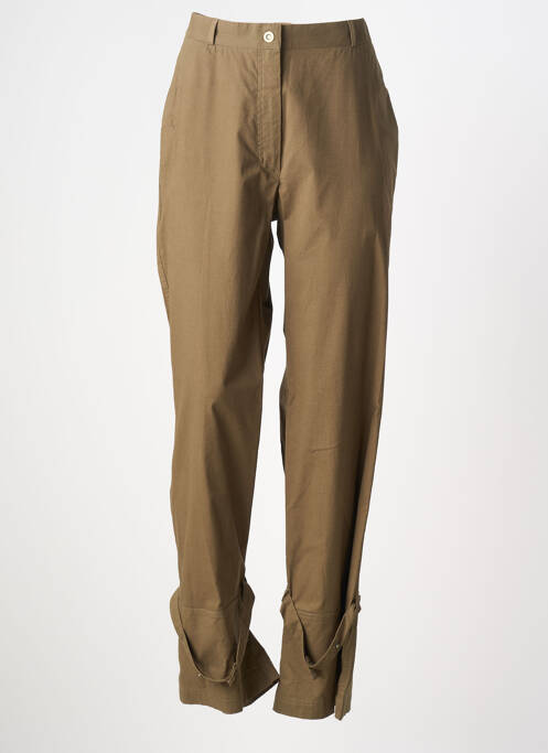 Pantalon slim tissage popeline taille normale vert CARNET DE BORD femme