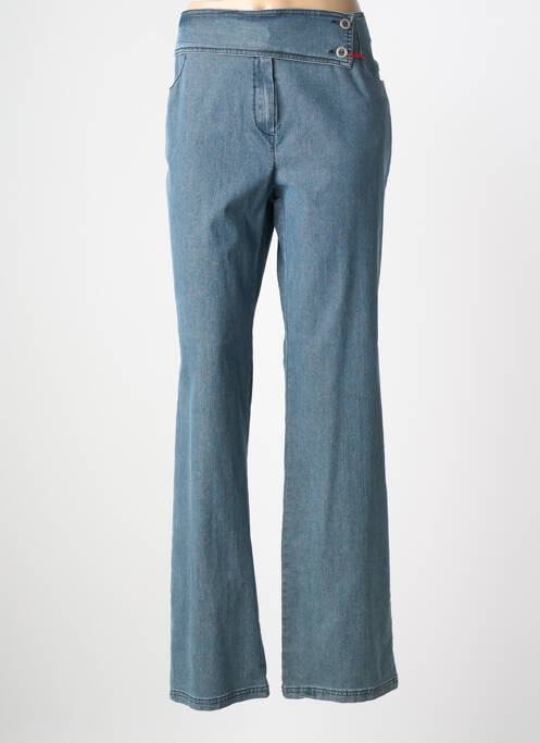 Pantalon droit fermeture zippée sous rabat boutonné taille normale bleu MAE MAHE femme
