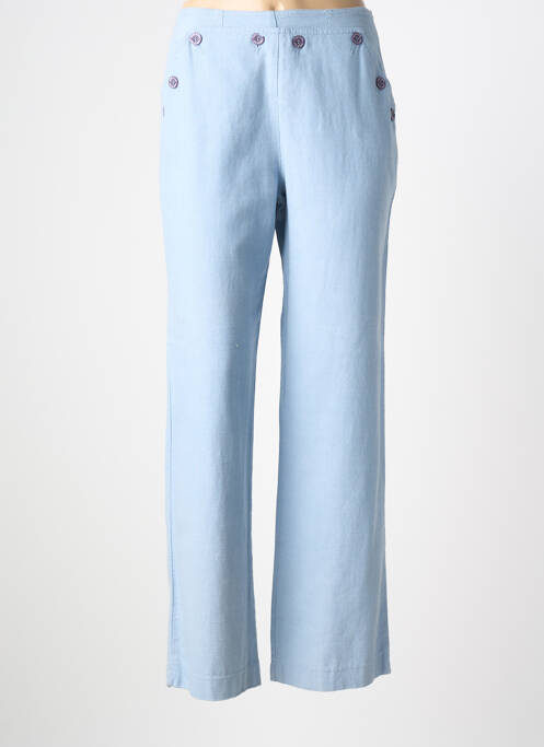Pantalon droit tissage popeline taille normale bleu CARNET DE BORD femme