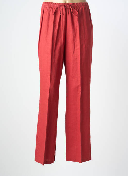 Pantalon droit tissage popeline taille normale rouge PRUNELLE femme
