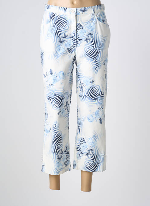 Pantalon 7/8 fermeture zippée sous rabat boutonné taille normale bleu CLAUDE DE SAIVRE femme