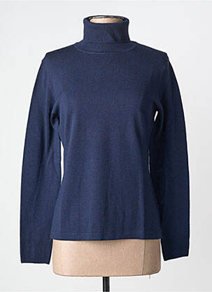 Pull col roulé coupe cintrée manches longues bleu MAURICE ABOT femme