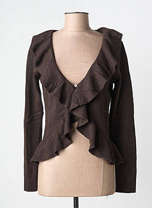 Gilet manches longues coupe cintrée marron KATMAI femme