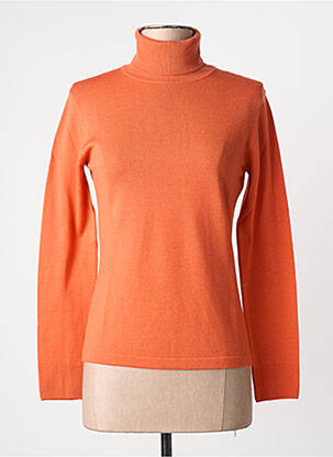 Pull col roulé coupe cintrée manches longues orange MAURICE ABOT femme