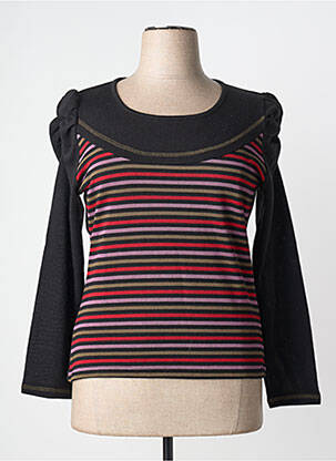 Pull coupe cintrée manches longues noir CLAUDE DE SAIVRE femme