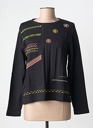 Pull coupe cintrée manches longues noir EDWIGE femme