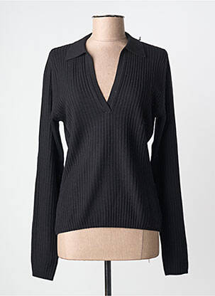 Pull coupe cintrée manches longues noir MONTAGUT femme