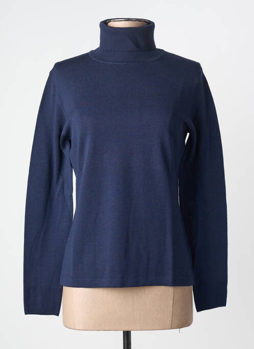 Pull col roulé coupe cintrée manches longues bleu MAURICE ABOT femme