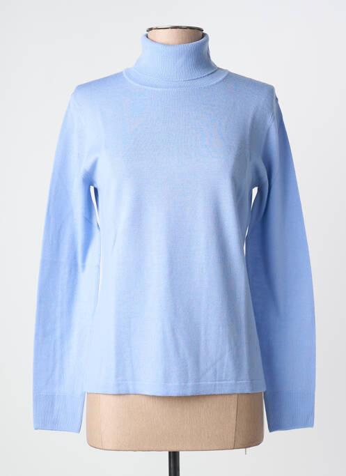 Pull col roulé coupe cintrée manches longues bleu MAURICE ABOT femme
