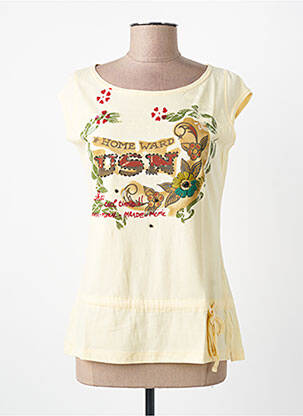 Top stretch manches courtes jaune MASSANA femme