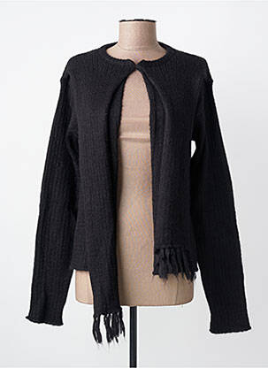 Gilet manches longues col rond noir CARNET DE BORD femme