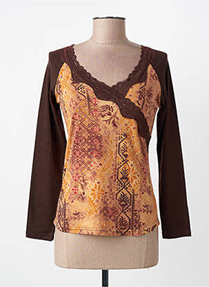 Top stretch manches longues marron ENTRACTE femme