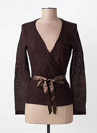 Top coupe cintrée manches longues marron ENTRACTE femme