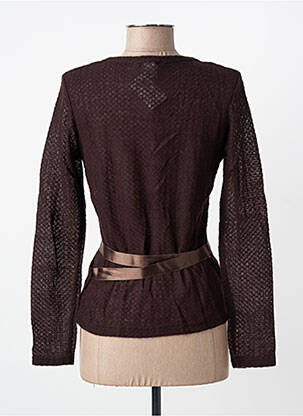 Top tissage crêpe manches longues marron ENTRACTE femme