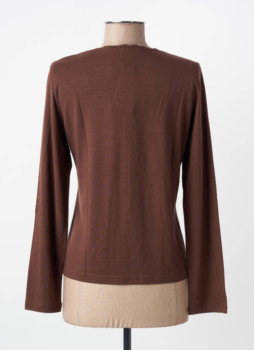 Top tissage jersey manches longues marron MASSANA femme