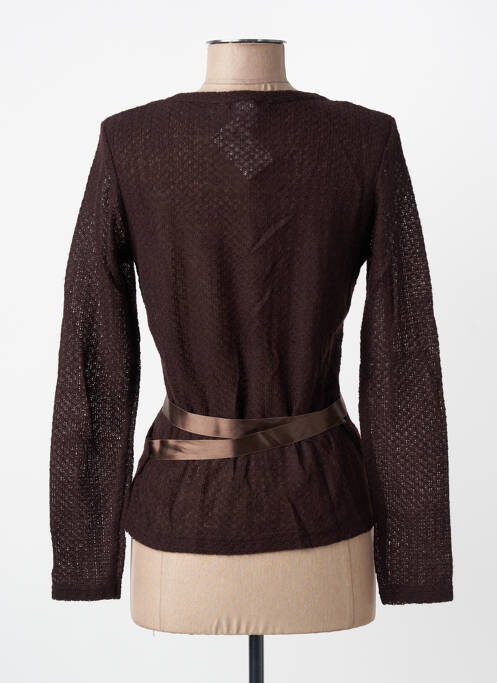 Top coupe cintrée manches longues marron ENTRACTE femme