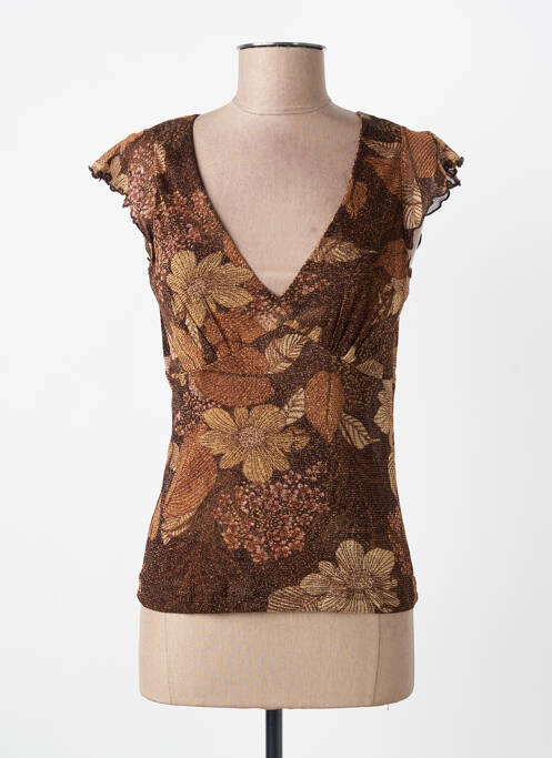 Top stretch manches courtes marron ENTRACTE femme