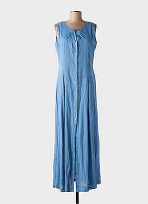 Robe longue coupe évasée sans manche bleu CANNISSE femme