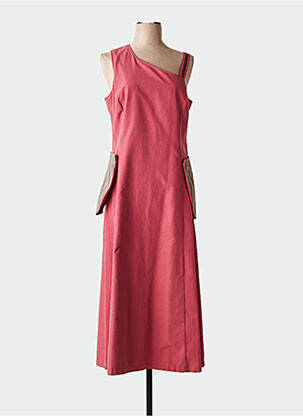 Robe longue coupe évasée fines bretelles rouge CARNET DE BORD femme
