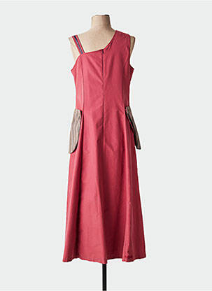 Robe longue coupe évasée fines bretelles rouge CARNET DE BORD femme