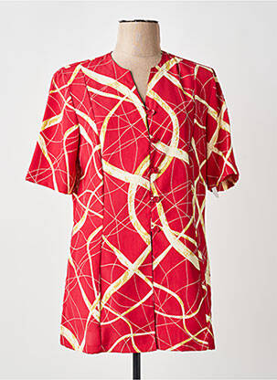 Chemisier coupe cintrée manches courtes rouge CLAUDE DE SAIVRE femme