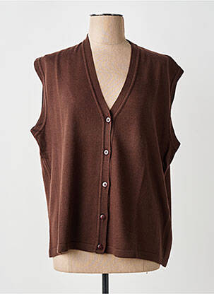 Gilet sans manche coupe droite marron FINETTE femme