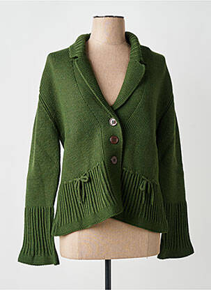 Gilet manches longues coupe cintrée vert FINETTE femme