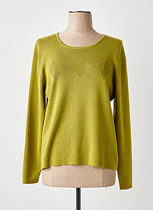 Pull coupe droite manches longues vert FINETTE femme