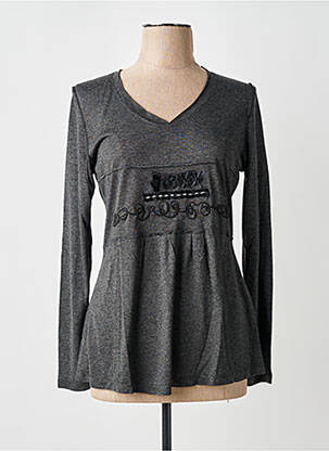 Top coupe cintrée manches longues gris CAP JULUCA femme