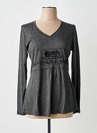 Top coupe cintrée manches longues gris CAP JULUCA femme