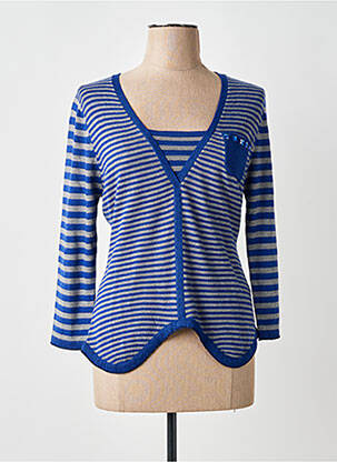 Pull coupe cintrée manches longues bleu FINETTE femme