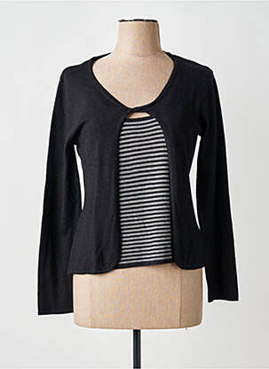 Pull coupe cintrée manches longues noir FINETTE femme