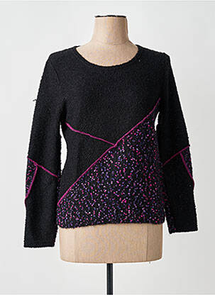 Pull coupe cintrée manches longues noir FINETTE femme