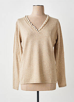 Pull coupe cintrée manches longues beige FINETTE femme