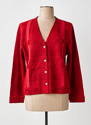 Gilet manches longues fermeture boutonnée sur le devant rouge EDWIGE femme
