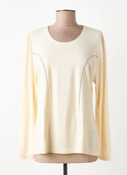 Top col rond manches longues beige FINETTE femme