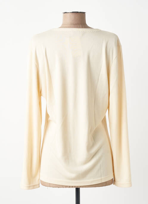 Top col rond manches longues beige FINETTE femme