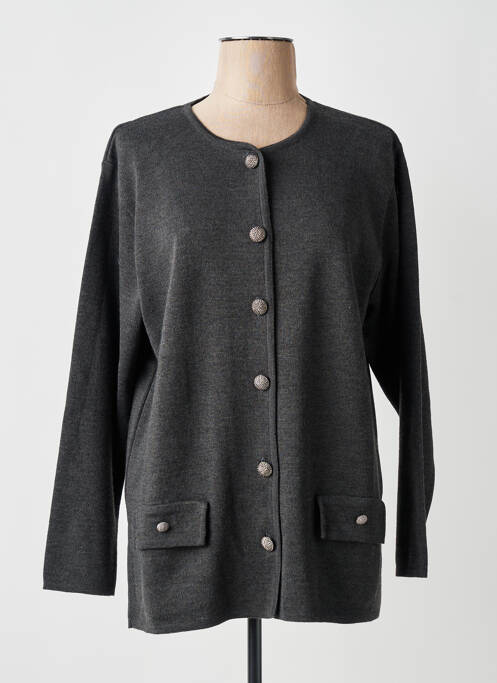 Gilet manches longues fermeture boutonnée sur le devant gris HENRY & JULIETTE femme