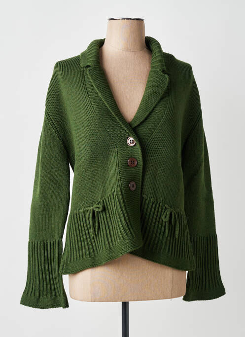 Gilet manches longues coupe cintrée vert FINETTE femme