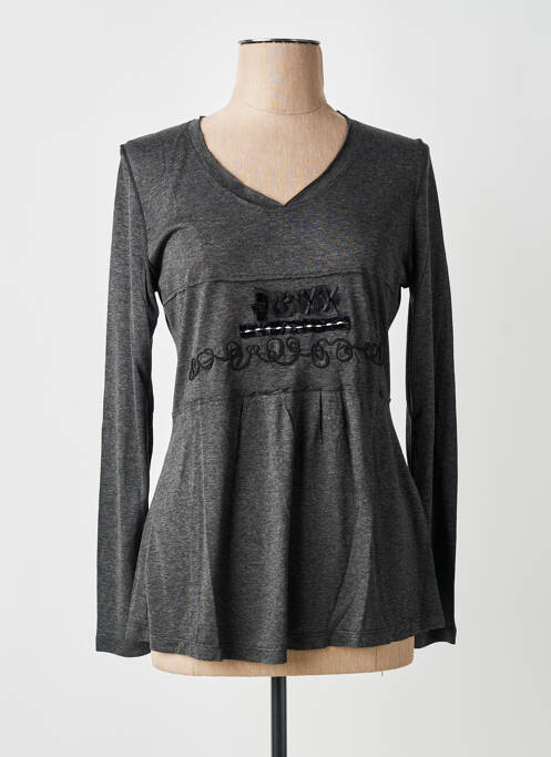 Top coupe cintrée manches longues gris CAP JULUCA femme
