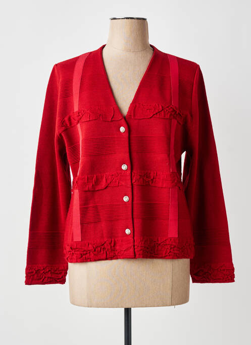Gilet manches longues fermeture boutonnée sur le devant rouge EDWIGE femme