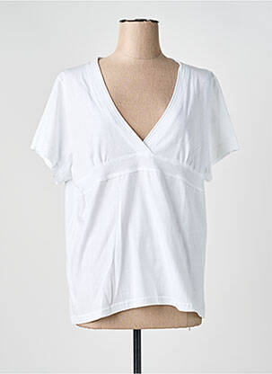 Top tissage jersey manches courtes blanc MASSANA femme
