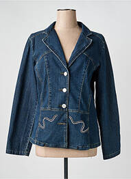Veste casual col tailleur bleu CLAUDE DE SAIVRE femme