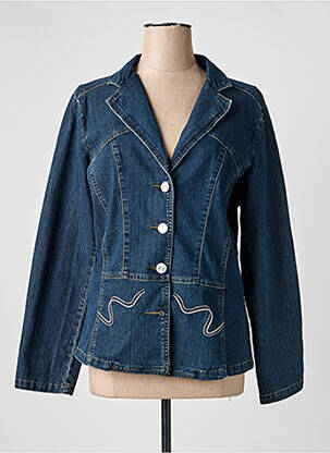 Veste casual col tailleur bleu CLAUDE DE SAIVRE femme