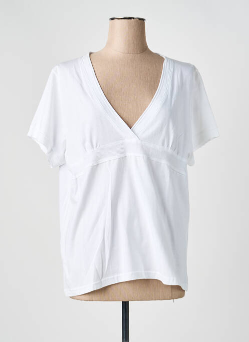 Top tissage jersey manches courtes blanc MASSANA femme