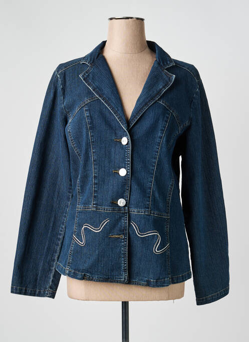 Veste casual col tailleur bleu CLAUDE DE SAIVRE femme