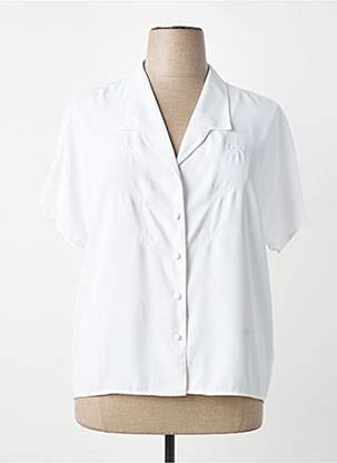 Chemisier tissage popeline manches courtes blanc PIER BÉ femme