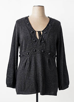 Pull tissage chiné manches longues noir LEWINGER femme